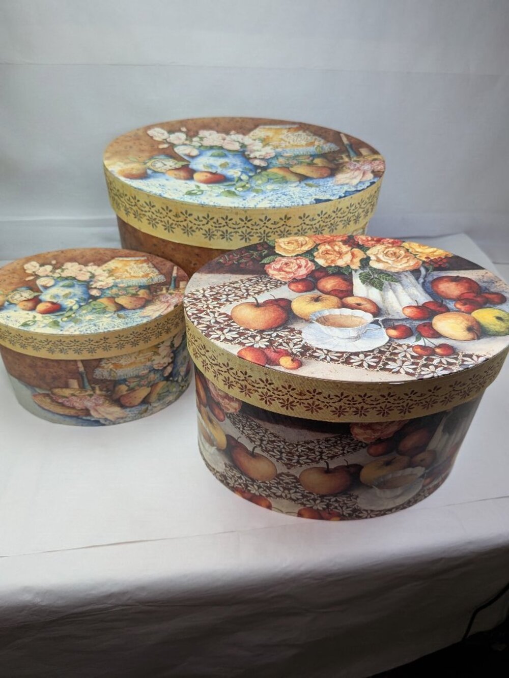 Vintage Bobs Boxes Lang Anna Krajewski Nesting Storage Oval Fruit 3 Boxes LANG